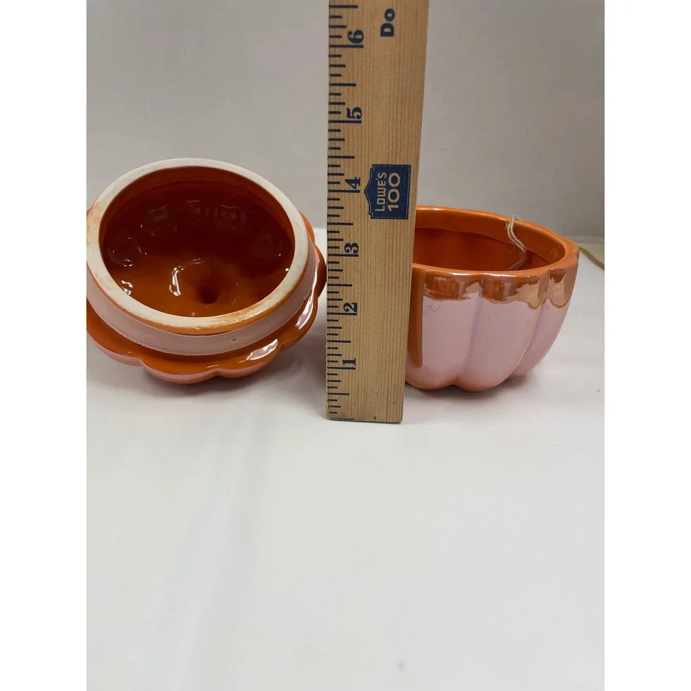 10 Strawberry Street Whimsical Cupboard Orange Iridescent Pumpkin Canister Jar